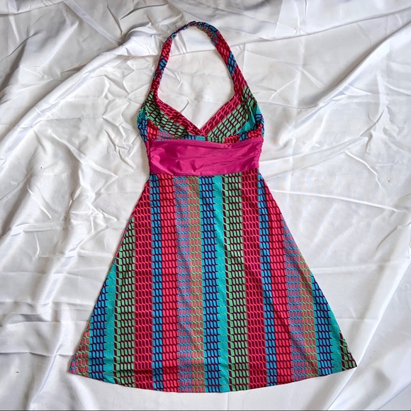 Y2K Guess Multicolor Geometric Halter Dress - Picture 3 of 12